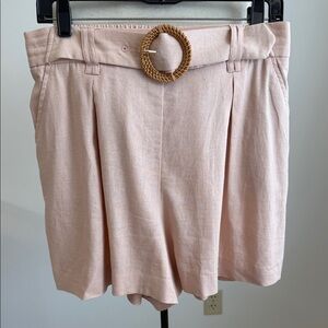 Sigrid Olsen Light Blush Pink Shorts with Attached Woven Belt Size 8